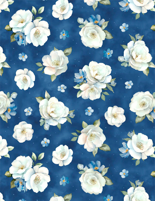 Blue Harmony - Dark Blue Floral 33901-417 | Wilmington Prints
