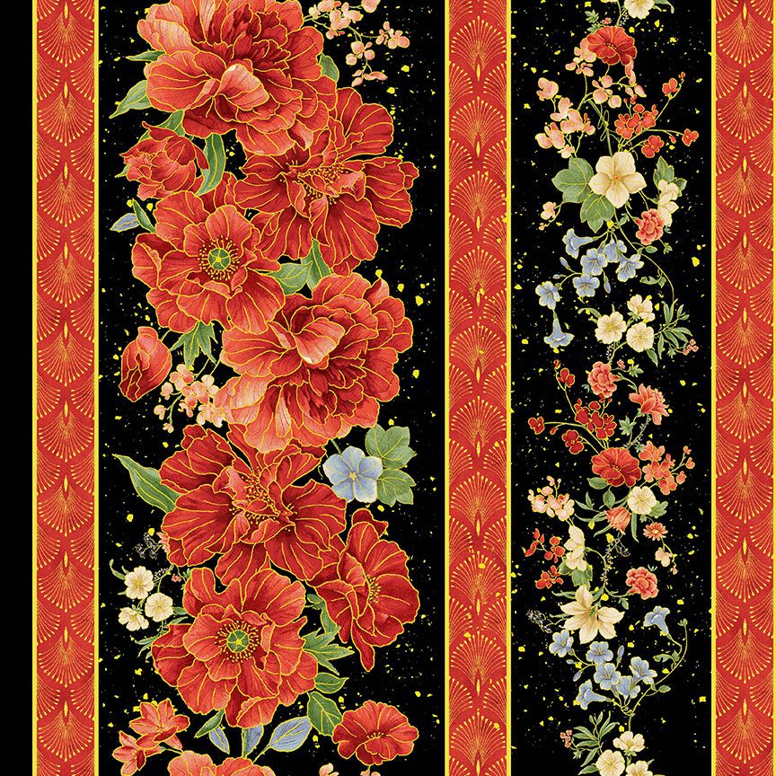 Imperial Bloom - Asian Floral Stripe CM4372 | Timeless Treasures