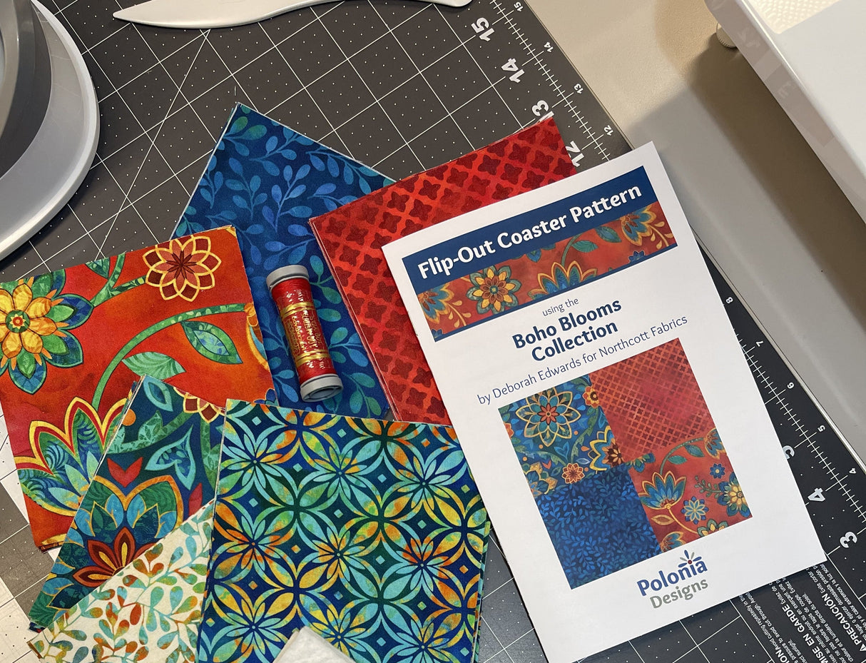 Boho Blooms Flip-Out Quilted 8 Coaster Kit - Curated by Polonia Designs - Polonia Designs