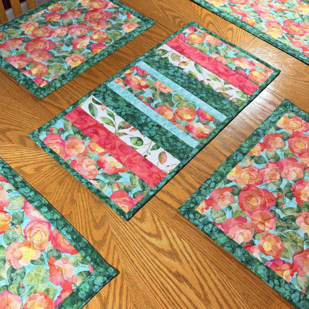 Veranda 12"x18" Self-Binding Quilted Placemats Kit-Green | Set of 4 - Curated by Polonia Designs - Polonia Designs