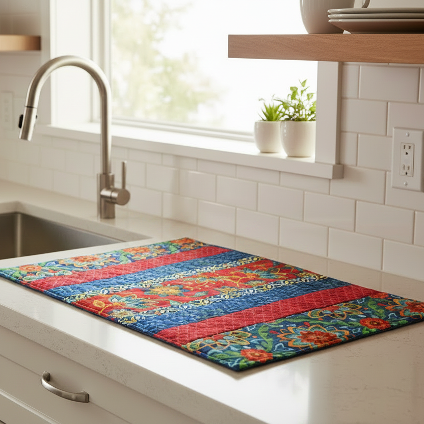 Quilt-As-You-Go 14"x21" Drying Mat Kit - Boho Blooms
