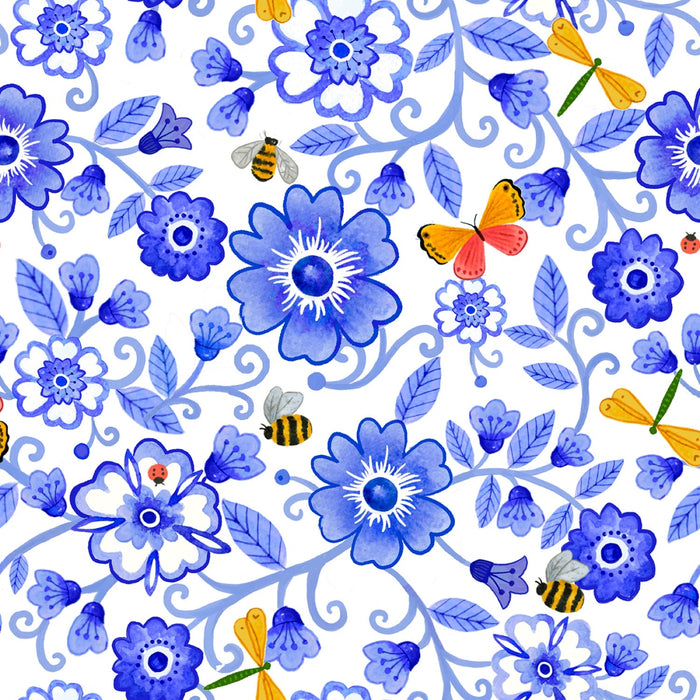 Buzzing Around the Garden - White Flower Frenzy