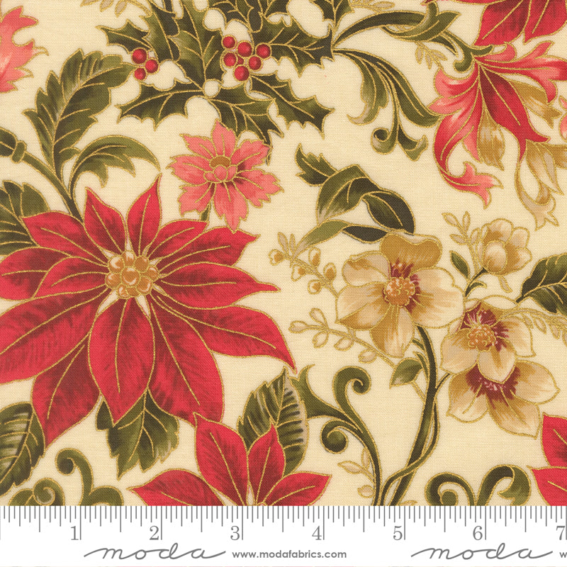 Merry Manor Metallic - Cream 33860-11 | Moda Fabrics