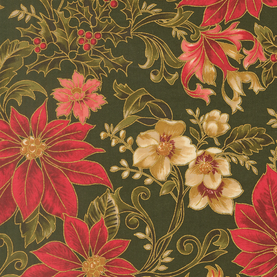 Merry Manor Metallic - Evergreen 33860-13 | Moda Fabrics