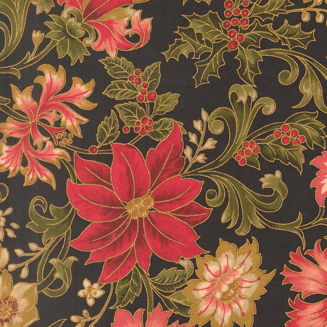 Merry Manor Metallic - Ebony 33860-14 | Moda Fabrics