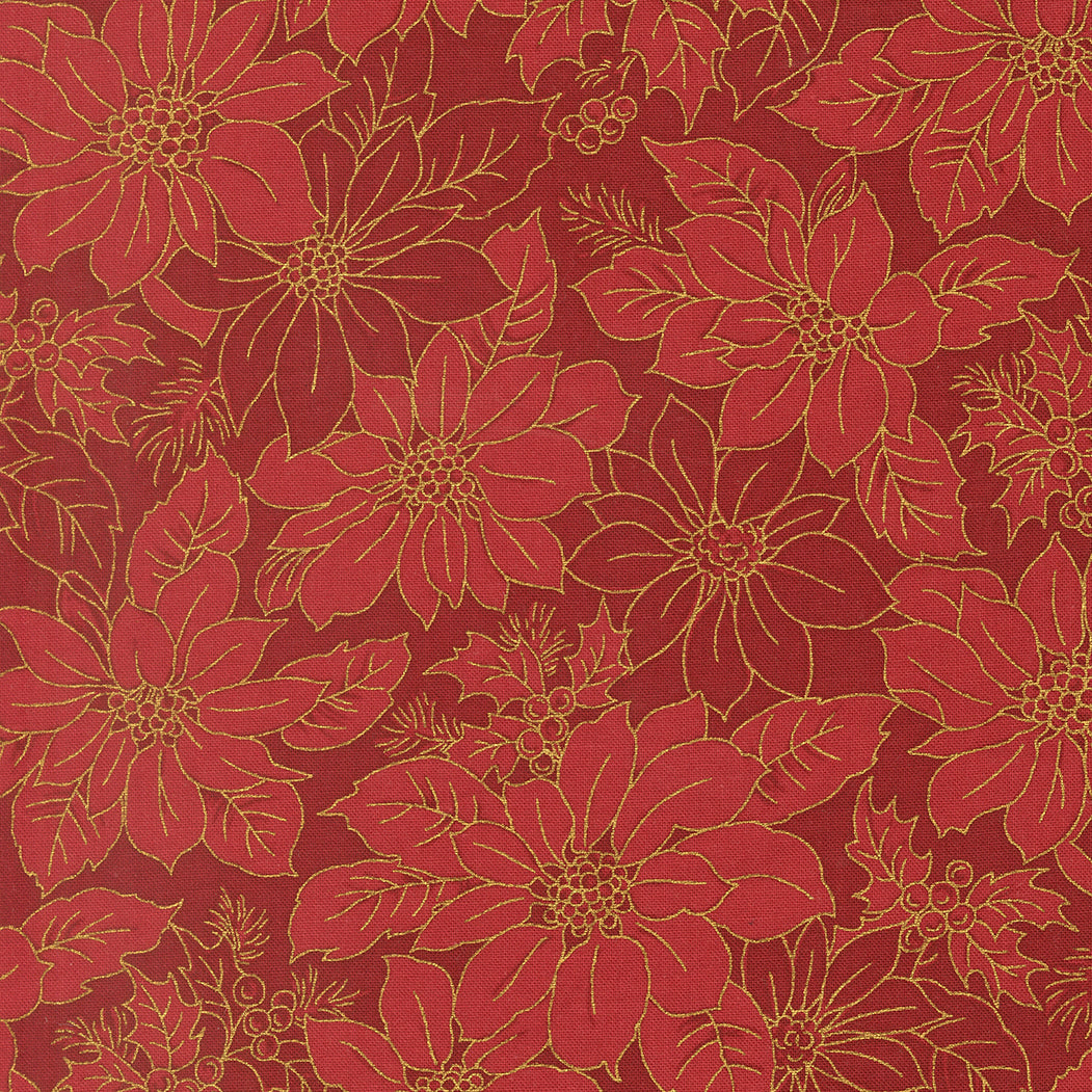 Merry Manor Metallic - Crimson 33862-12 | Moda Fabrics