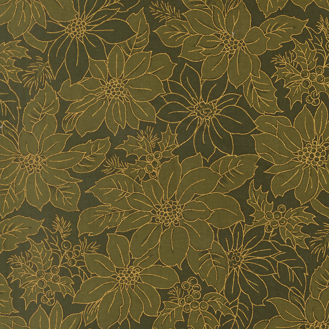 Merry Manor Metallic - Evergreen 33862-13 | Moda Fabrics