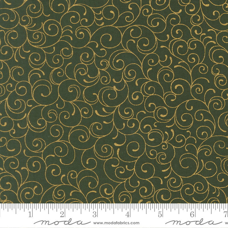 Merry Manor Metallic - Evergreen 33865-13 | Moda Fabrics