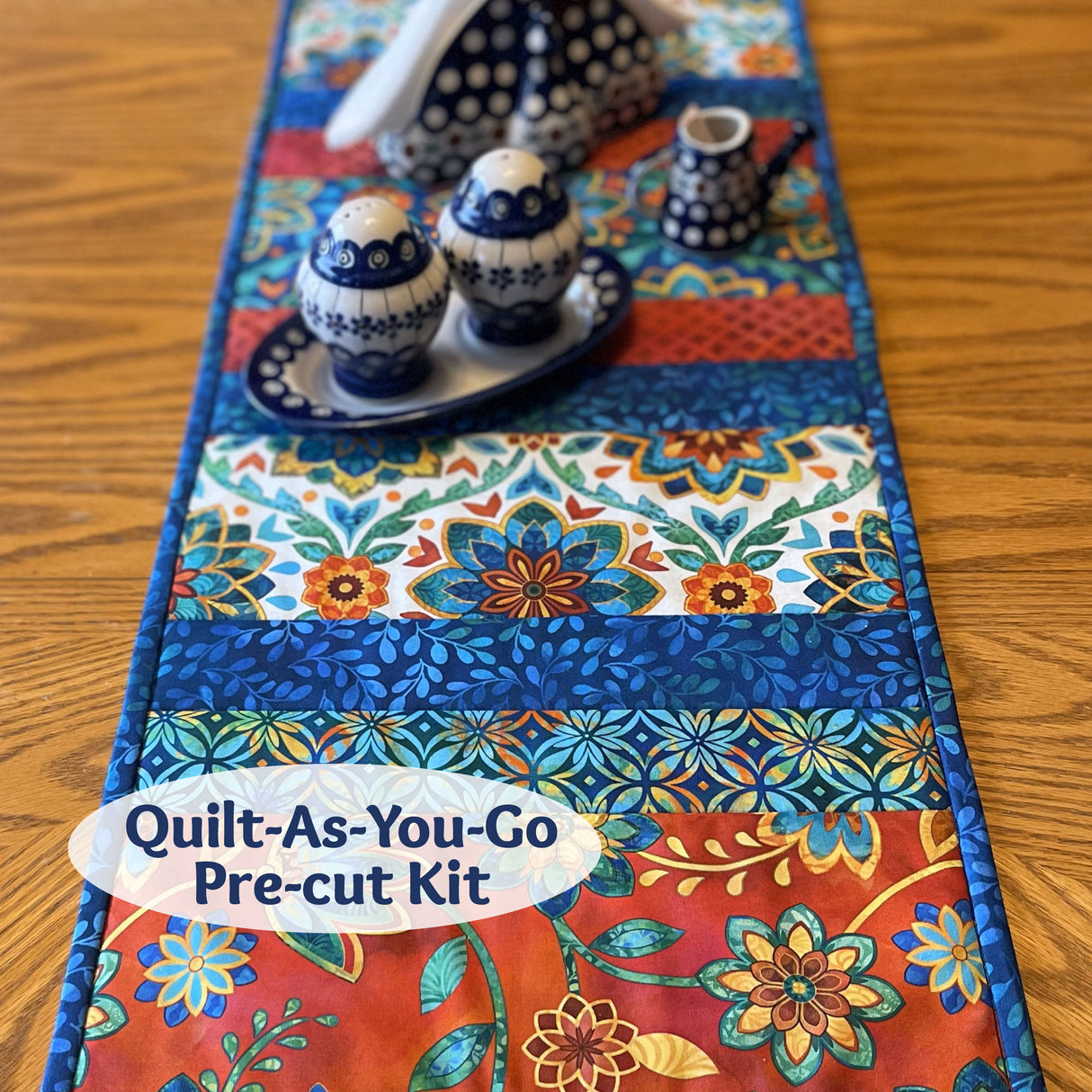 Boho Blooms 12"x42" Quilt-As-You-Go Table Runner Kit - Curated by Polonia Designs - Polonia Designs