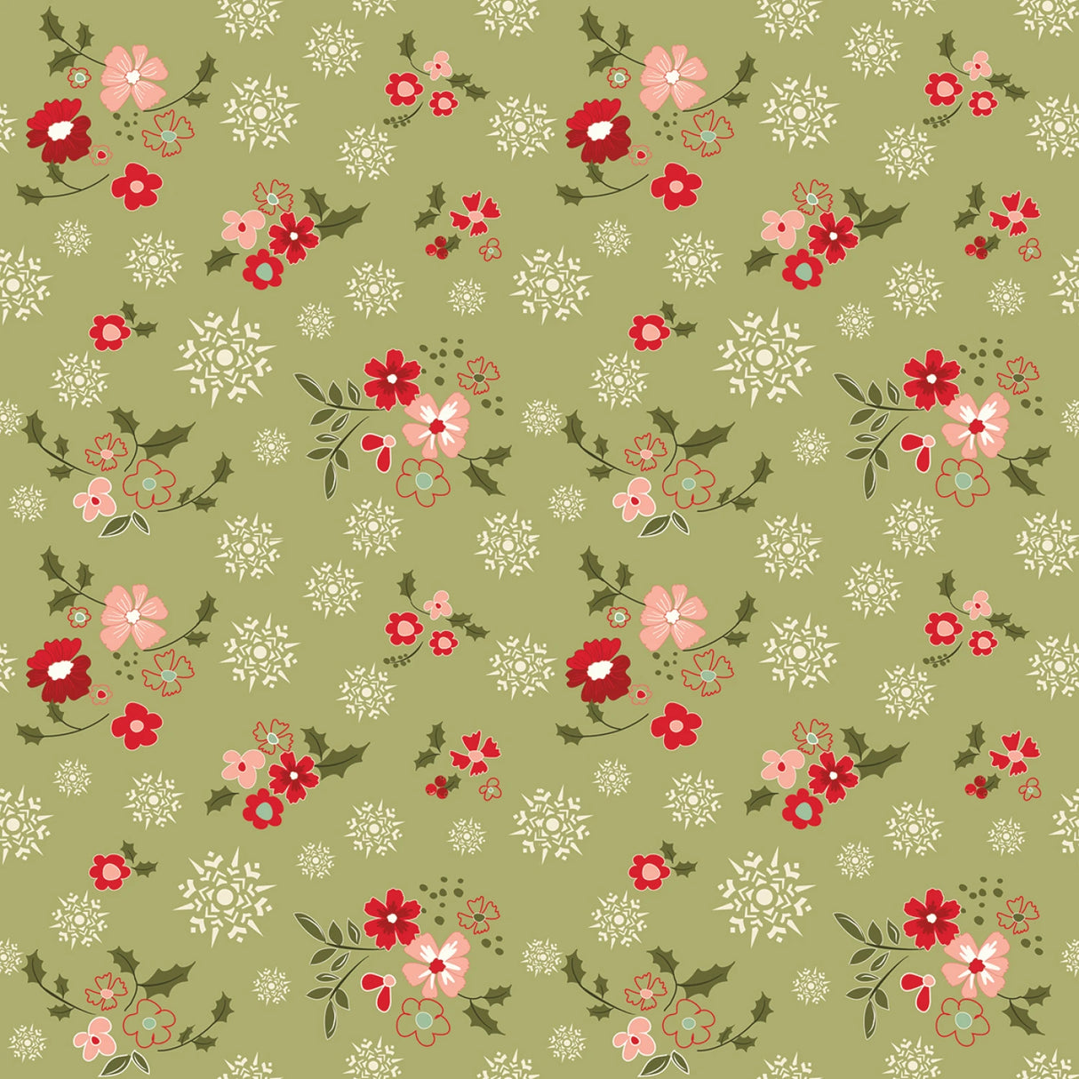 Glisten - Winter Flowers Olive - Riley Blake Designs - Polonia Designs