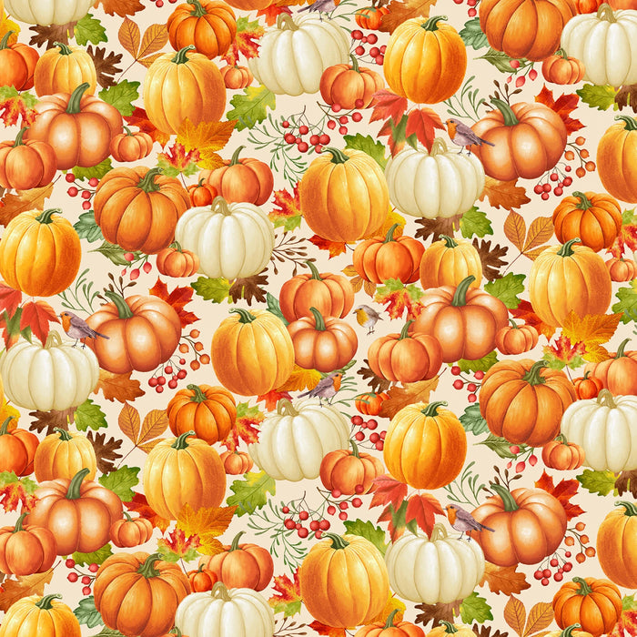 Gather with a Grateful Heart - Pumpkins on Leaves