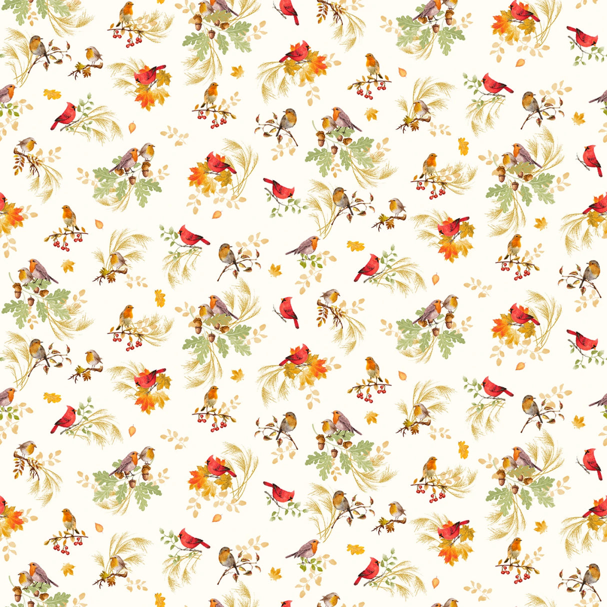 Gather with a Grateful Heart - Cardinal on Branches - Timeless Treasures - Polonia Designs