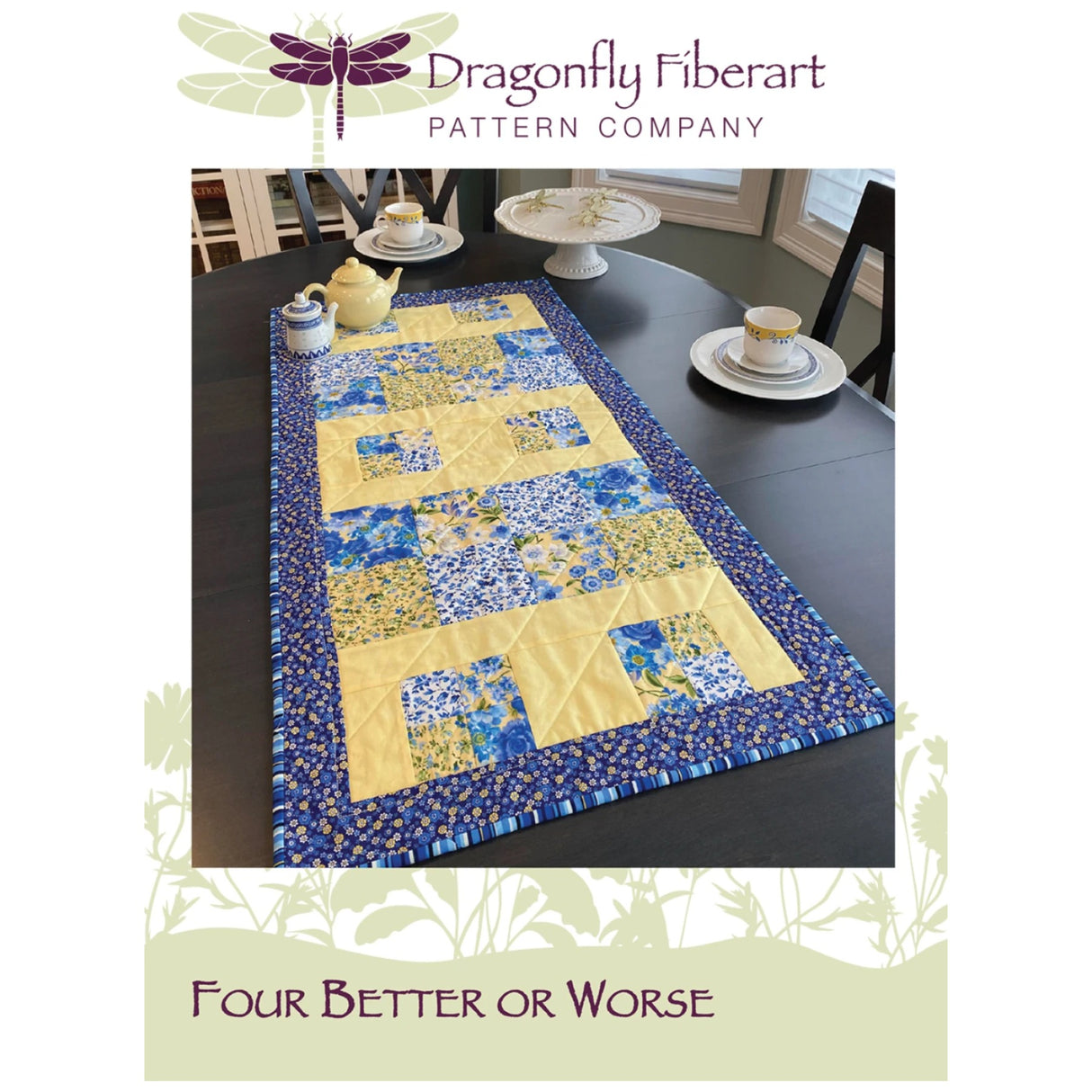Four Better or Worse Table Runner pattern - Dragonfly Fiberart - Polonia Designs