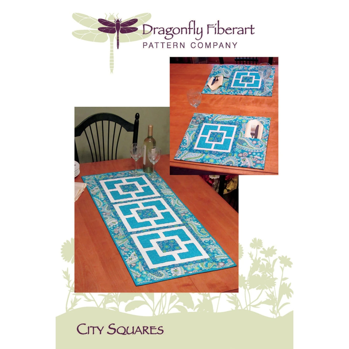 City Squares Placemat & Table Runner pattern - Dragonfly Fiberart - Polonia Designs