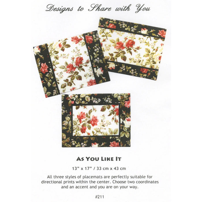 As You Like It Placemat pattern