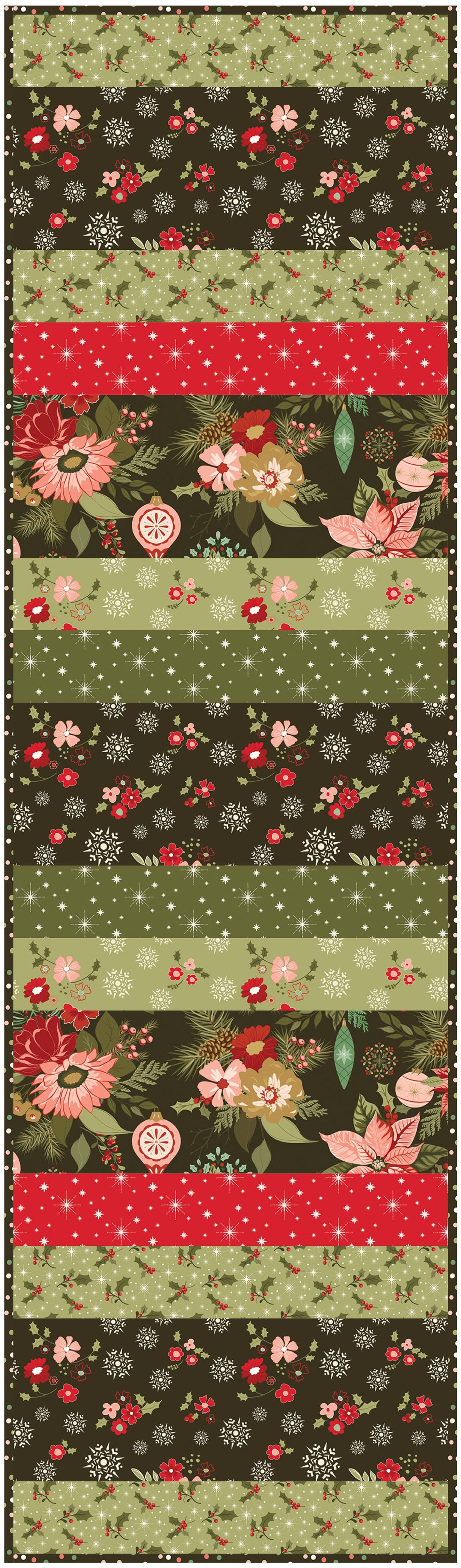 Glisten 12"x42" Quilt-As-You-Go Christmas Table Runner Kit - Curated by Polonia Designs - Polonia Designs