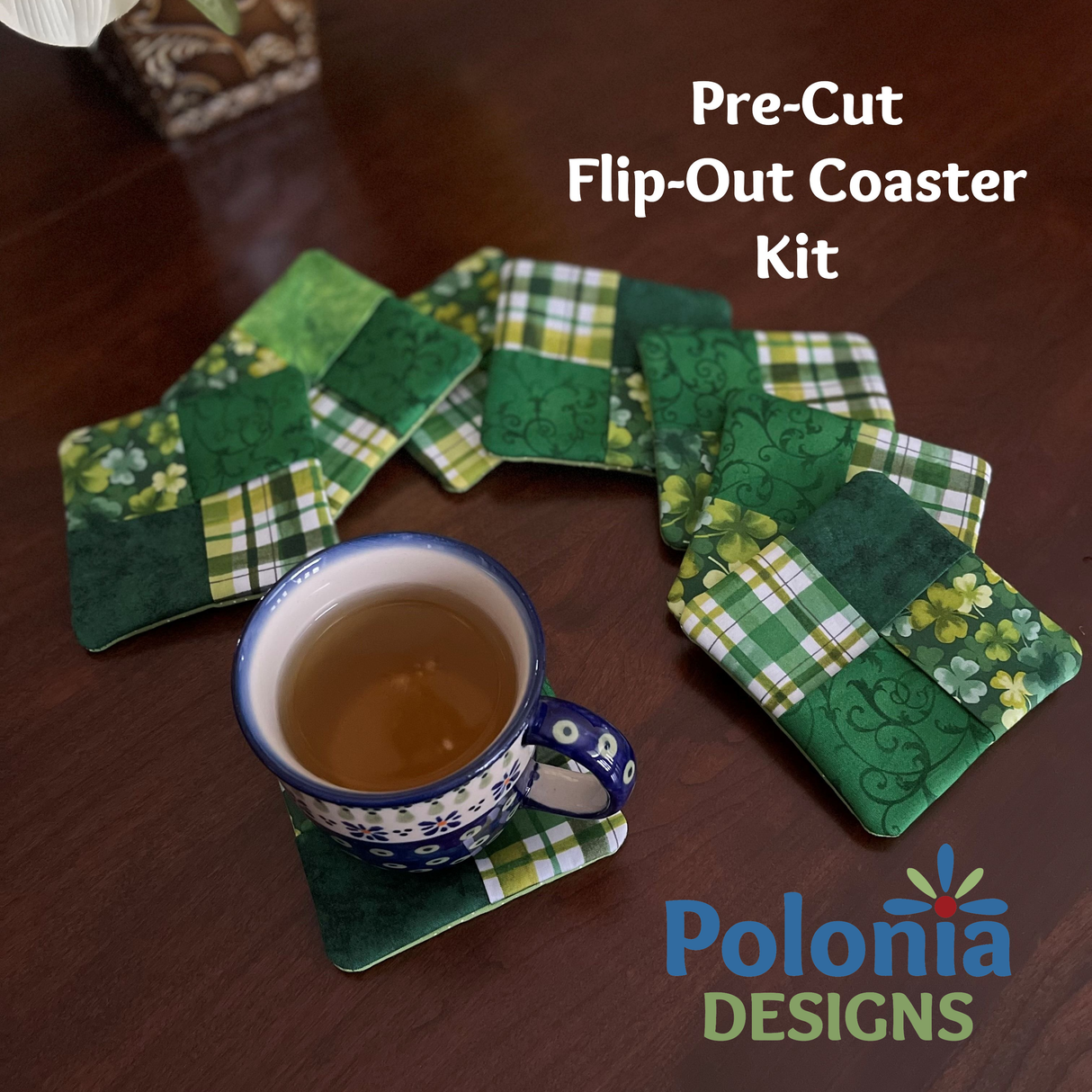 St. Patrick's Day Shamrock Flip-Out Quilted 8 Coaster Kit - Curated by Polonia Designs - Polonia Designs