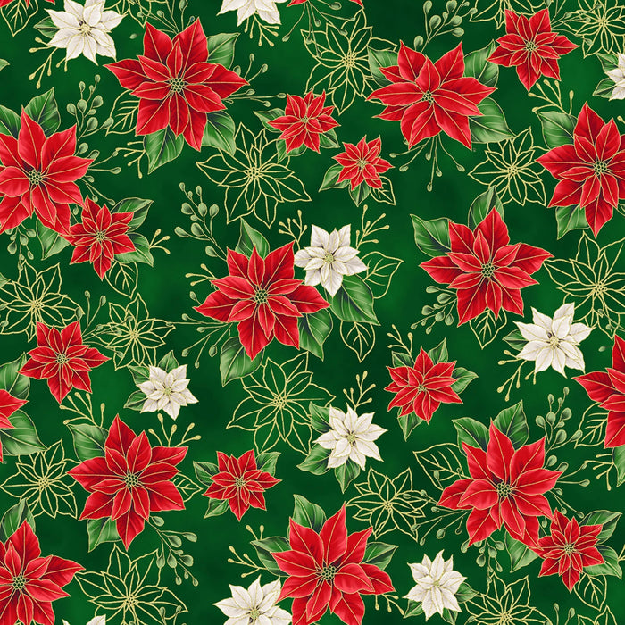 Blooming Holidays - Hunter Metallic Gold Small Floral