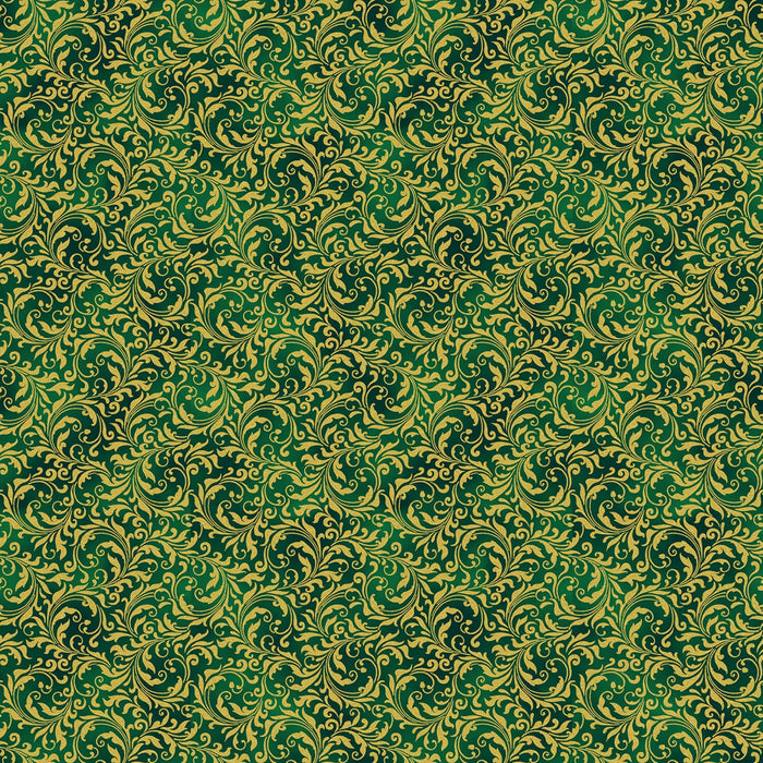 Blooming Holidays - Hunter Metallic Gold Filigree