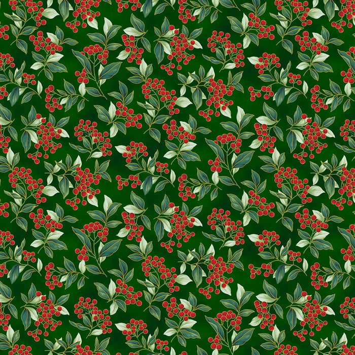 Blooming Holidays - Hunter Metallic Gold Berries