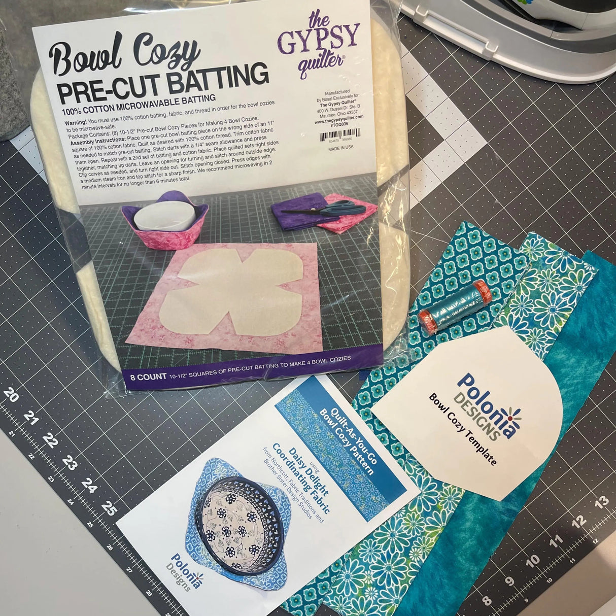 Quilt-As-You-Go Daisy Delight Bowl Cozy Pre-cut Kit - Set of 4 - Curated by Polonia Designs - Polonia Designs