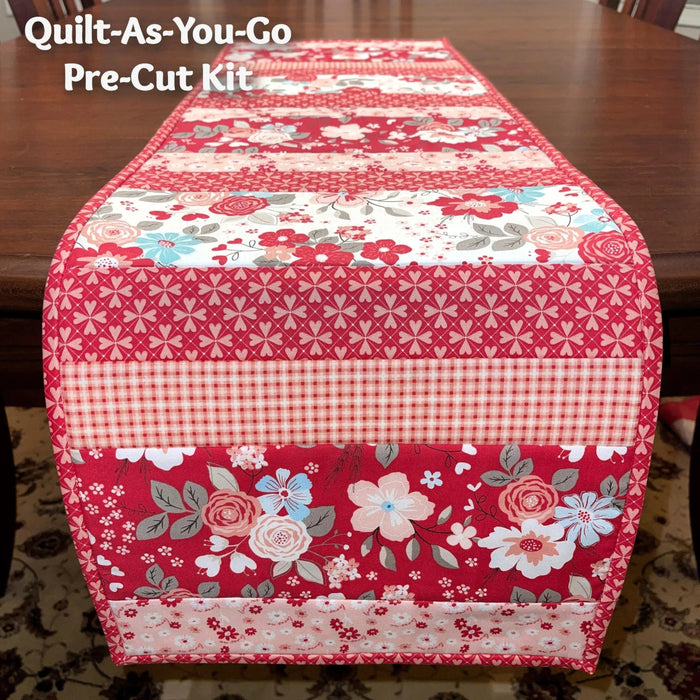 You & Me pattern 12"x42" Quilt-As-You-Go Valentine Table Runner Kit