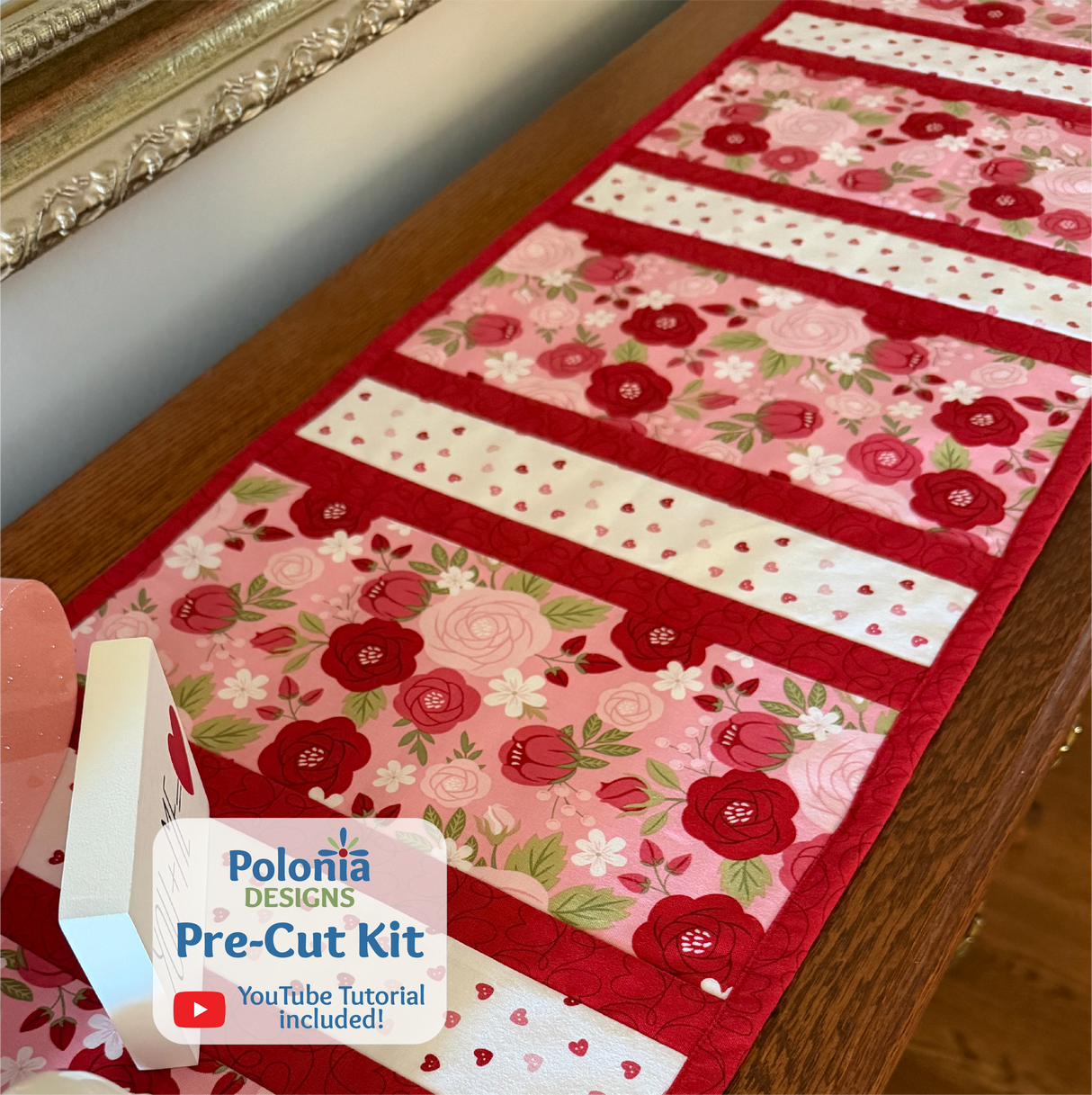 Sew in Love 12"x43" Quilt-As-You-Go Valentine Table Runner Kit