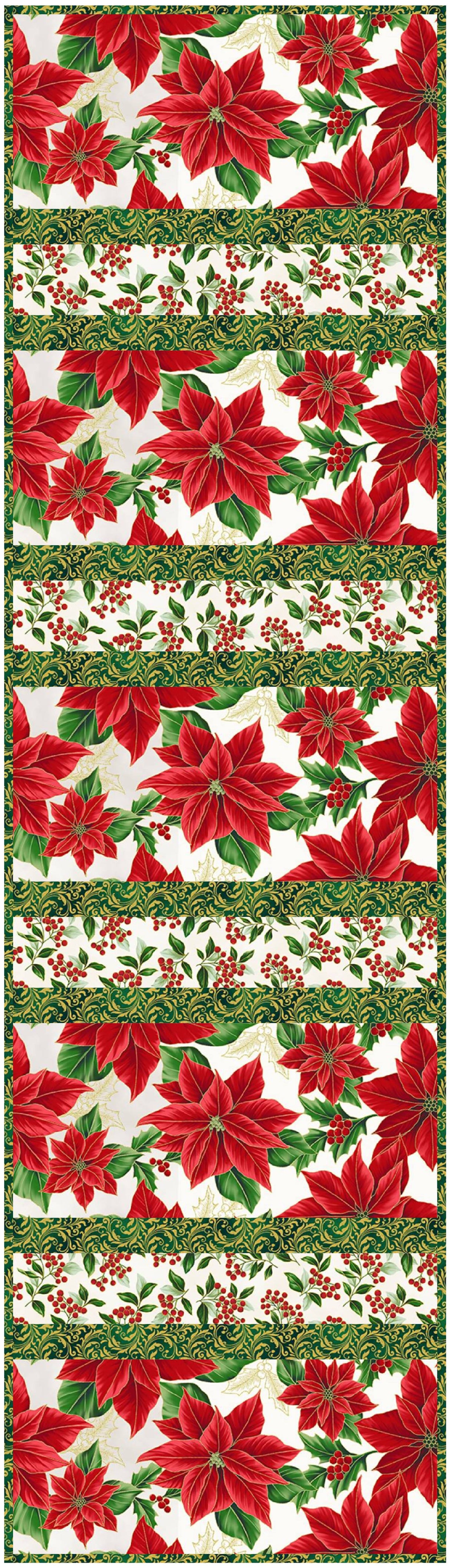 Blooming Holidays-White 12"x43" Quilt-As-You-Go Table Runner Kit - Curated by Polonia Designs - Polonia Designs