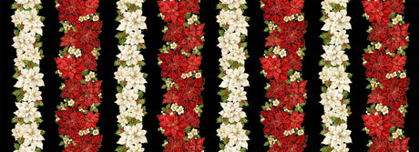 Merry Christmas Metallic - Poinsettia Stripe CM4142 | Timeless Treasures