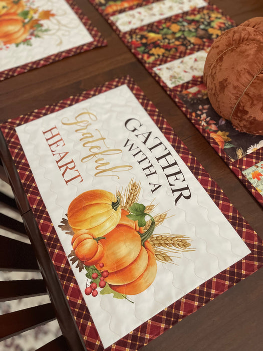 Quilted Self-Binding Placemats Kit | Gather with a Grateful Heart Collection - Set of 6