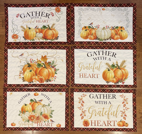 Quilted Self-Binding Placemats Kit | Gather with a Grateful Heart Collection - Set of 6 - Curated by Polonia Designs - Polonia Designs