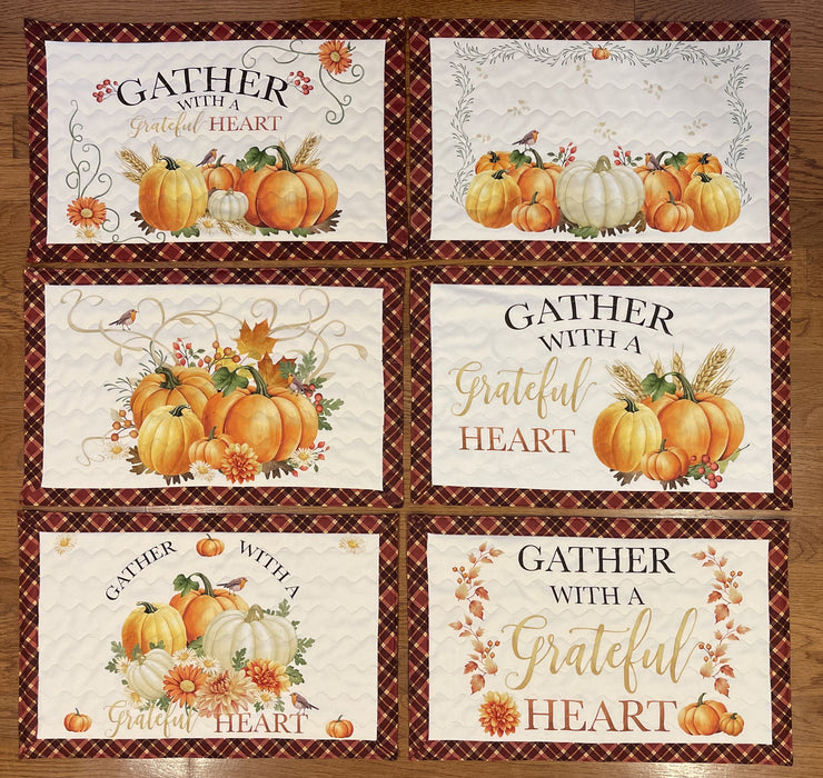 Quilted Self-Binding Placemats Kit | Gather with a Grateful Heart Collection - Set of 6