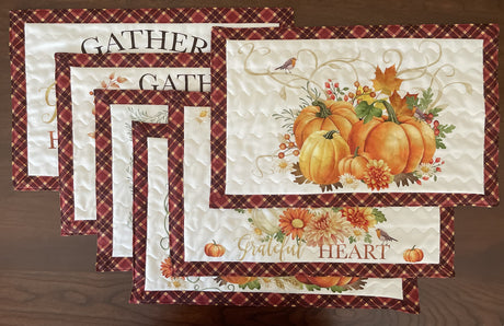 Quilted Self-Binding Placemats Kit | Gather with a Grateful Heart Collection - Set of 6 - Curated by Polonia Designs - Polonia Designs