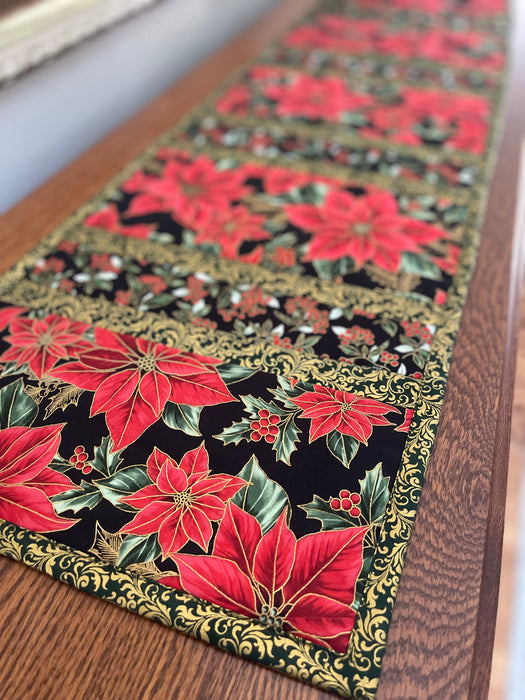Blooming Holidays-Black 12"x43" Quilt-As-You-Go Table Runner Kit