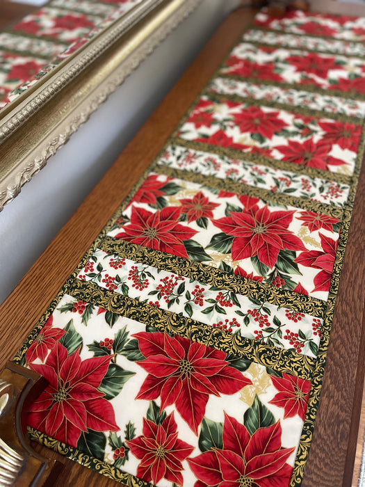 Blooming Holidays-White 12"x43" Quilt-As-You-Go Table Runner Kit