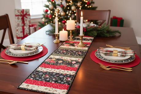 Glisten 12"x42" Quilt-As-You-Go Christmas Table Runner Kit