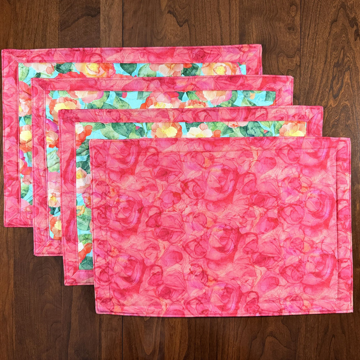 Veranda 12"x18" Self-Binding Quilted Placemats Kit-Pink | Set of 4 - Curated by Polonia Designs - Polonia Designs