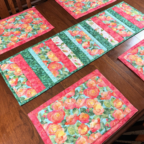 Veranda 12"x18" Self-Binding Quilted Placemats Kit-Pink | Set of 4 - Curated by Polonia Designs - Polonia Designs
