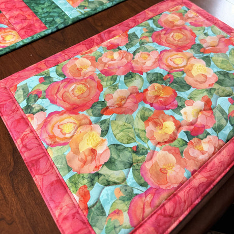 Veranda 12"x18" Self-Binding Quilted Placemats Kit-Pink | Set of 4 - Curated by Polonia Designs - Polonia Designs