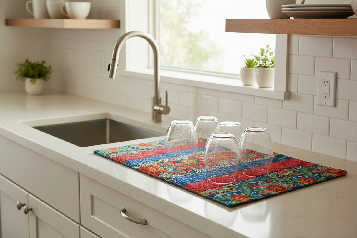 Quilt-As-You-Go 14"x21" Drying Mat Kit - Boho Blooms
