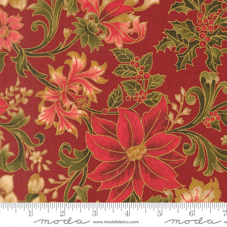 Merry Manor Metallic - Crimson 33860-12 | Moda Fabrics