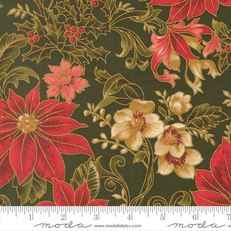 Merry Manor Metallic - Evergreen 33860-13 | Moda Fabrics