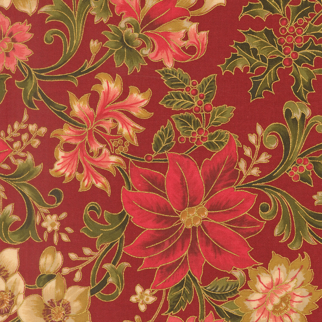 Merry Manor Metallic - Crimson 33860-12 | Moda Fabrics