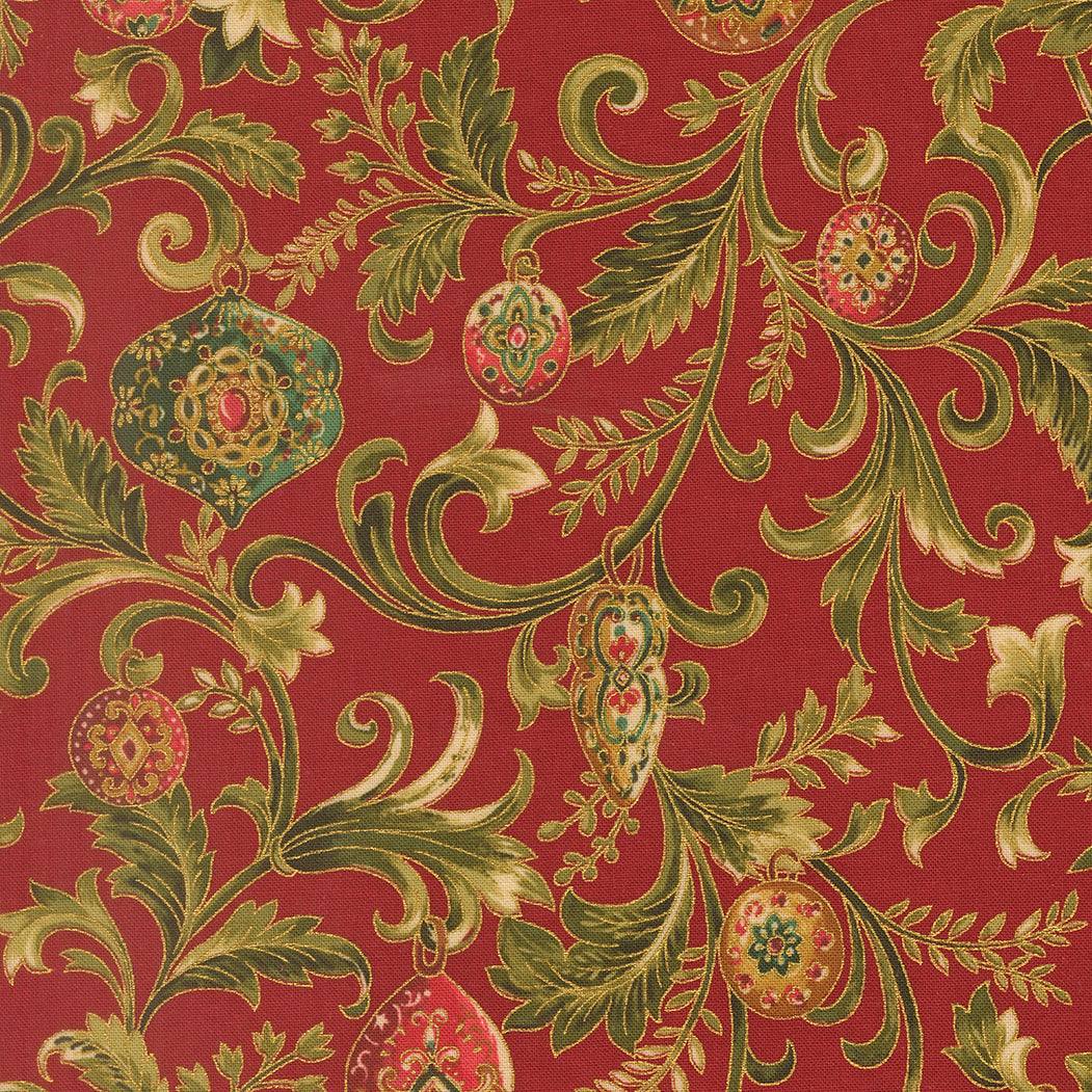 Merry Manor Metallic - Crimson 33861-12 | Moda Fabrics