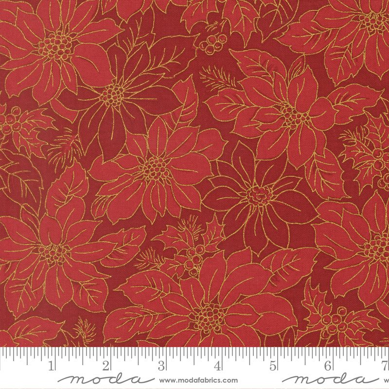 Merry Manor Metallic - Crimson 33862-12 | Moda Fabrics