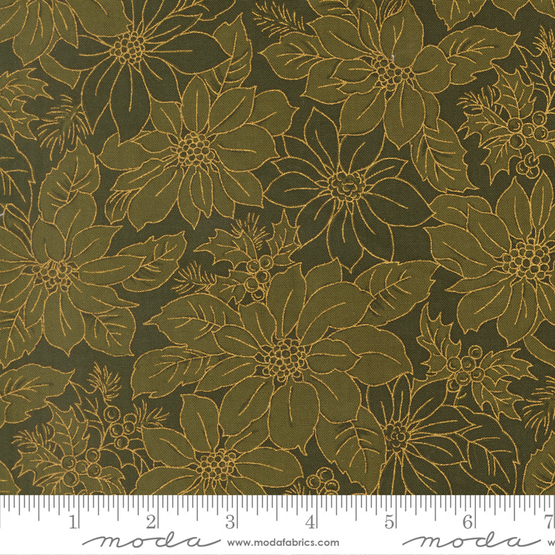 Merry Manor Metallic - Evergreen 33862-13 | Moda Fabrics