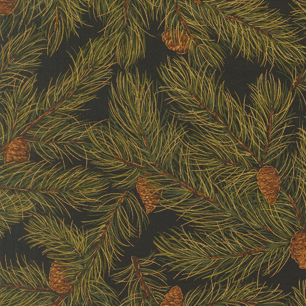 Merry Manor Metallic - Ebony 33863-14 | Moda Fabrics