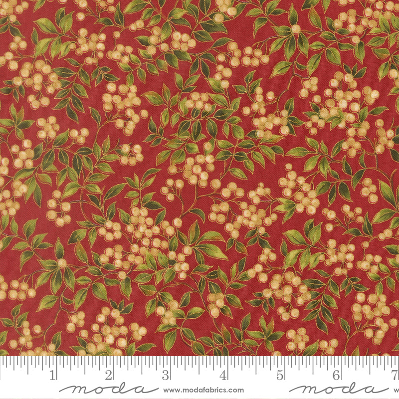 Merry Manor Metallic - Crimson 33864-12 | Moda Fabrics