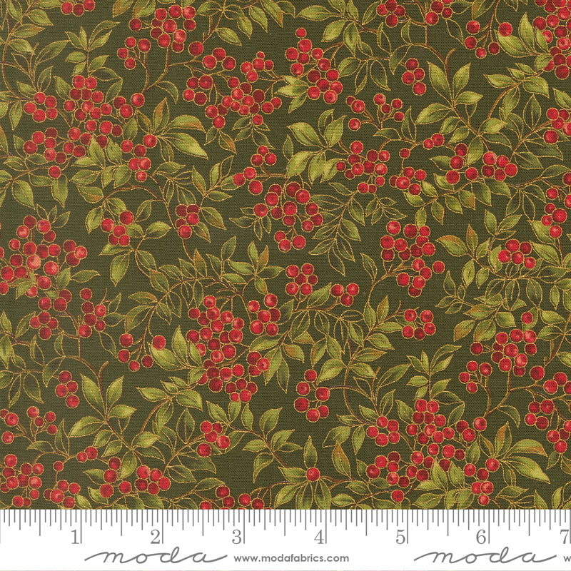 Merry Manor Metallic - Evergreen 33864-13 | Moda Fabrics