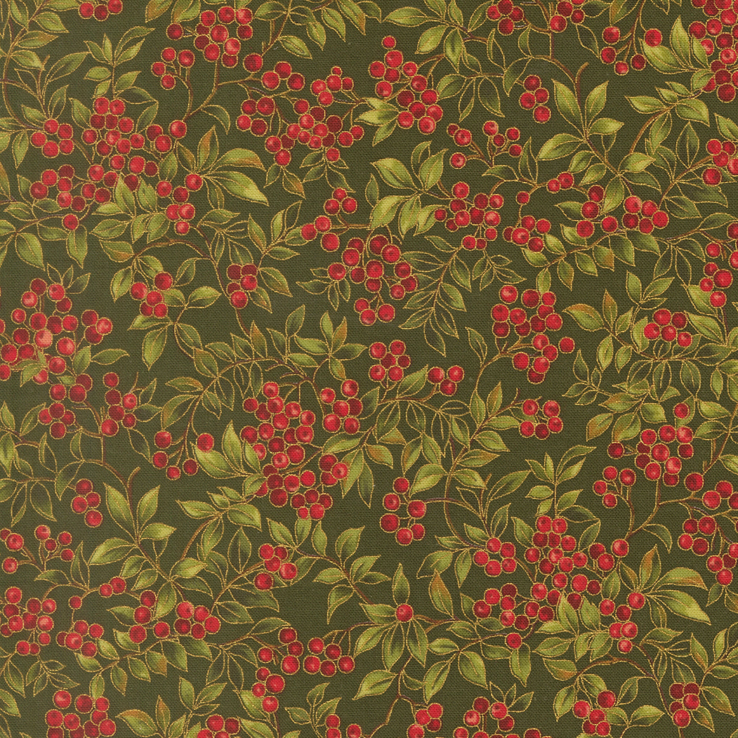 Merry Manor Metallic - Evergreen 33864-13 | Moda Fabrics